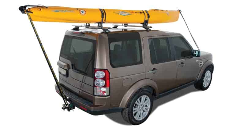 SUV with saddle kayak roof racks