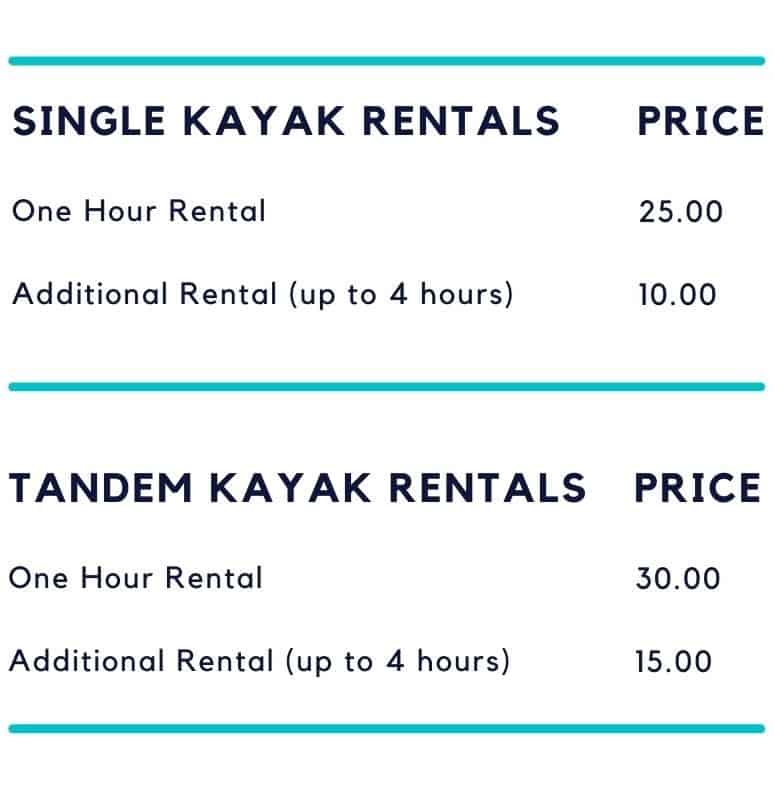 one hour kayak rentals